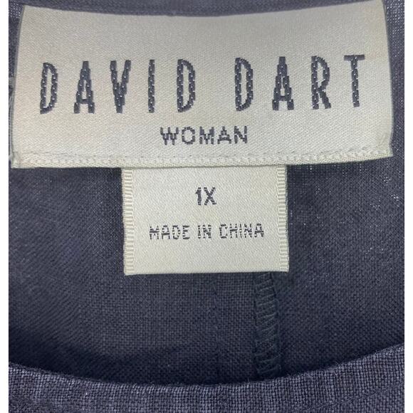 Vintage 90's David Dart Plus Sz 1X Black Linen Maxi Tank Dress Pickstitch Detail - Picture 4 of 8